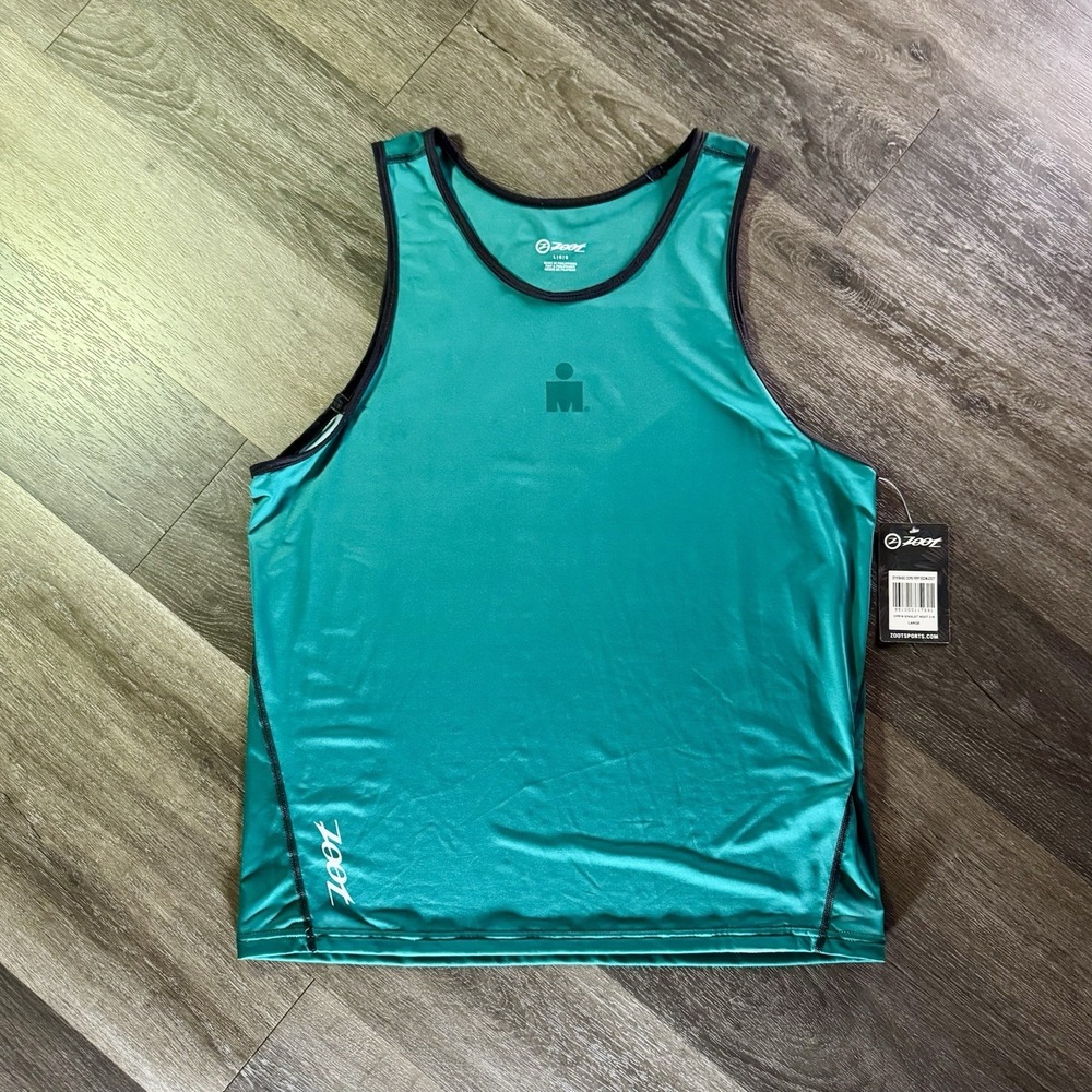Zoot Ironman Triathlon Top Green Blue Women's Large Short Sleeve